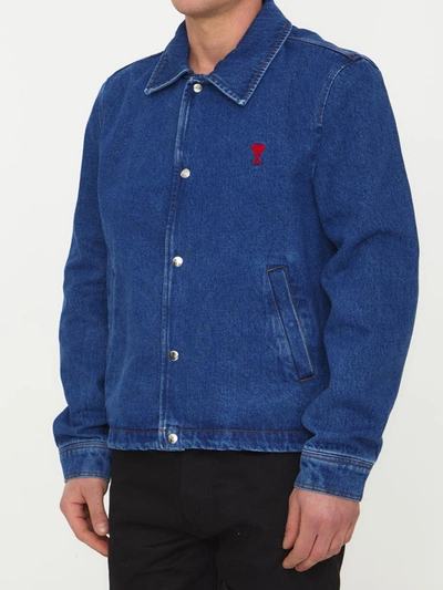 Shop Ami Alexandre Mattiussi Ami De Coeur Denim Jacket In Blue