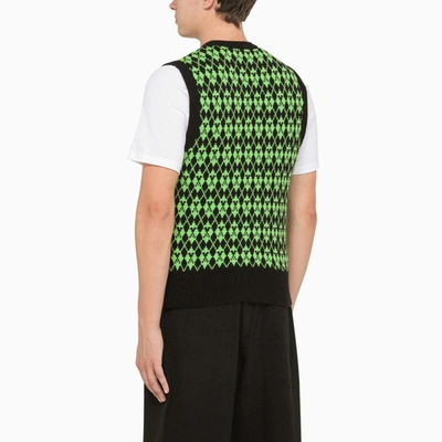 Shop Ami Alexandre Mattiussi Ami Paris Black And Ami De Coeur Embroidered Vest In Green