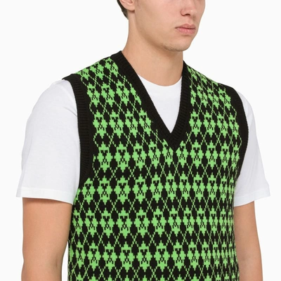 Shop Ami Alexandre Mattiussi Ami Paris Black And Ami De Coeur Embroidered Vest In Green