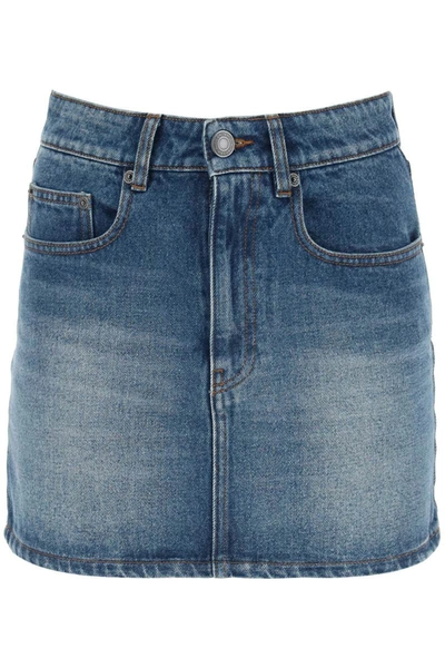Shop Ami Alexandre Mattiussi Ami Paris Five Pocket Denim Miniskirt In Blue