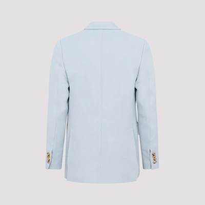 Shop Amiri Relaxed Double-breast Blazer Jacket In Blue