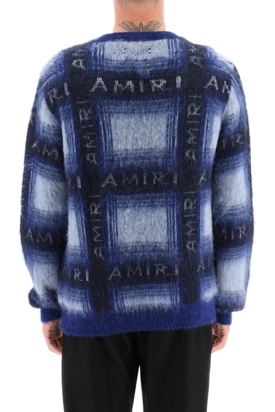 Shop Amiri Branded Alpaca And Mohair Blend Sweater In Blue