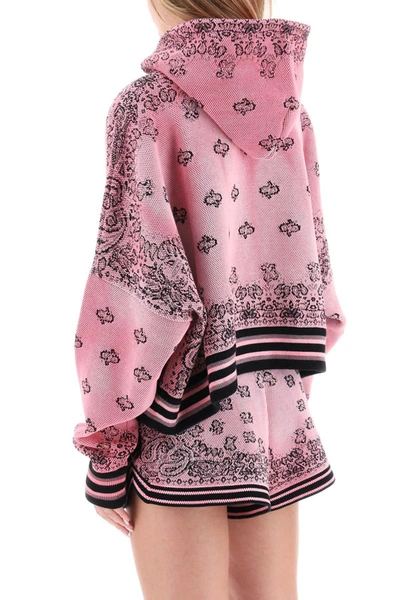 Shop Amiri Cropped Hoodie With Bandana Motif In Multicolor