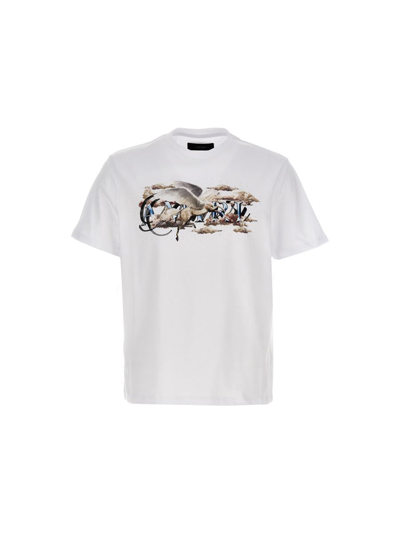 Shop Amiri T-shirt 'pegasus Script Logo' In White