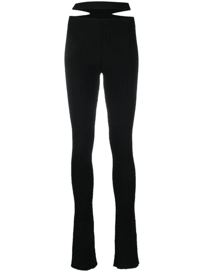 Shop Andrea Adamo Andreādamo Ribbed Knit Cut-out Flared Trousers In Black