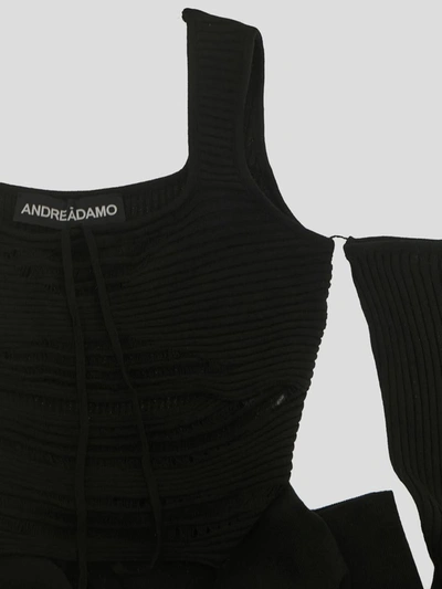 Shop Andrea Adamo Andreadamo Knit Top In <p>andreadamo Ribbed Knit Top In Black Viscose With Floating Details