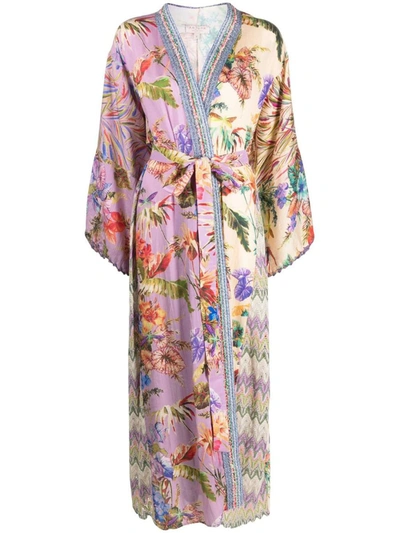 Shop Anjuna Embroidered  Long Kimono In Multicolour