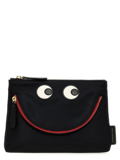 Shop Anya Hindmarch Happy Eyes Pouch In Black