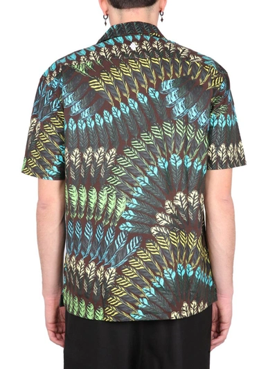 Shop Marcelo Burlon County Of Milan Aop Feathers Hawaii Shirt In Brown