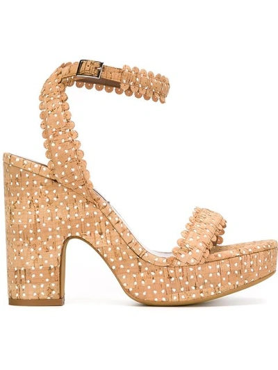 Tabitha Simmons Harlow Perforated Cork And Leather Sandals In Natural