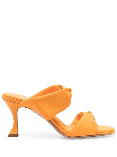 Shop Aquazzura Twist 75 Sandals Shoes In Yellow &amp; Orange