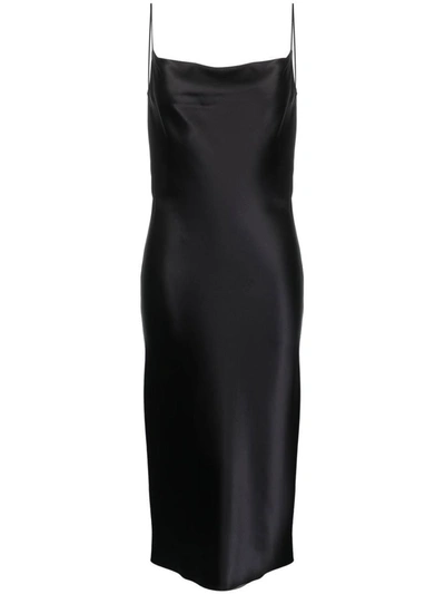 Shop Armarium Midi Silk Slip Dress In Black