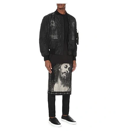 Shop Givenchy Jesus-print Shell Bomber Jacket In Black