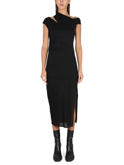 Shop Helmut Lang Asym Maxi Dress In Black