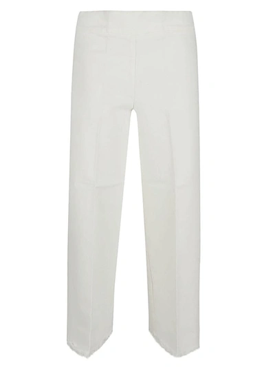 Shop Avenue Montaigne Cropped Frayed Denim Trousers In White