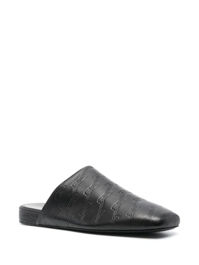 Shop Balenciaga Cosy Bb Leather Slippers In Black