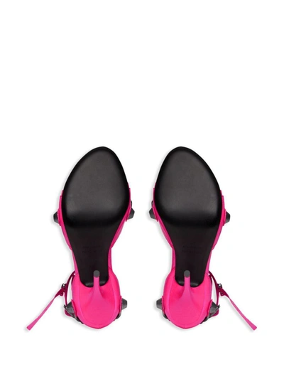 Shop Balenciaga Le Cagole Leather Heel Sandals In Fuchsia