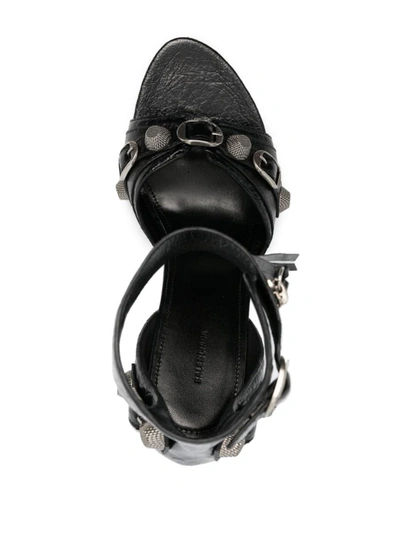 Shop Balenciaga Le Cagole Leather Heel Sandals In Black