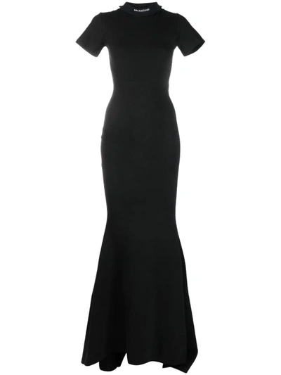 Shop Balenciaga Maxi T-shirt Dress In Black