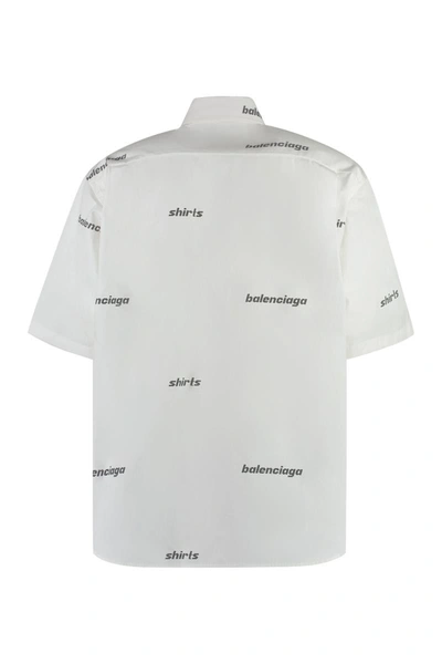 Shop Balenciaga Printed Cotton Shirt In White