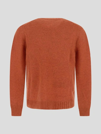 Shop Ballantyne R Neck Pullover In <p> Dark Orange R Neck Pullover With Long Sleeves In Wool