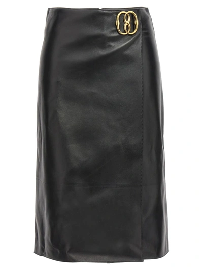 Shop Bally Logo Leather Skirt In Black