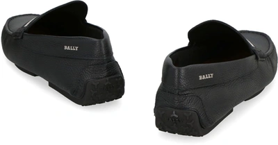 Bally Pilot Driver In Grained Leather Wide Foot Morphology In Blue