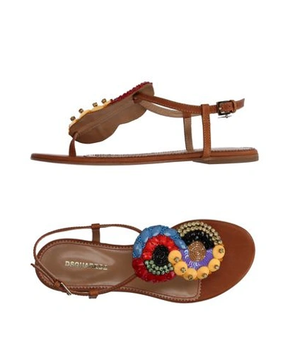Shop Dsquared2 Toe Strap Sandals In Camel