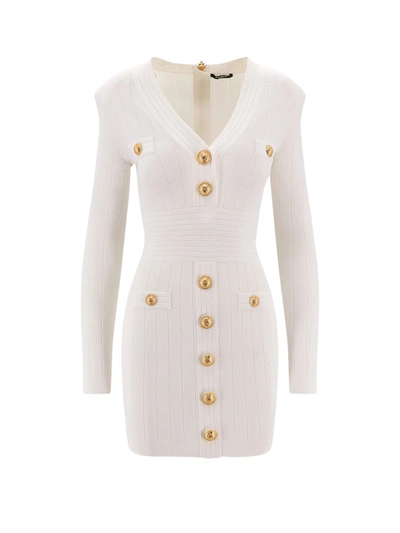 Shop Balmain Dress In White