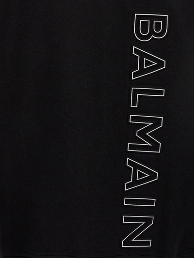 Shop Balmain Embossed Logo Hoodie In Black