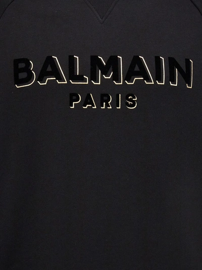 Shop Balmain Flocked Logo Sweatshirt In Black