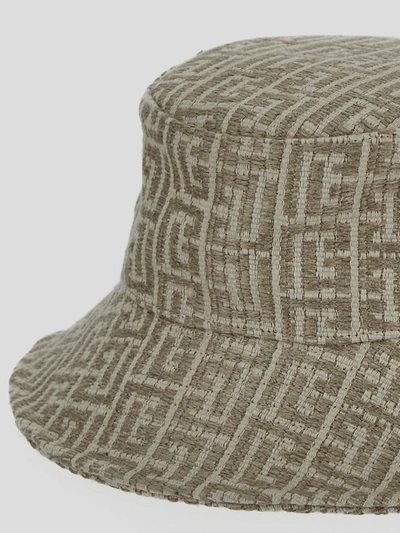 Shop Balmain Geometric Bucket Hat In Naturel/beige
