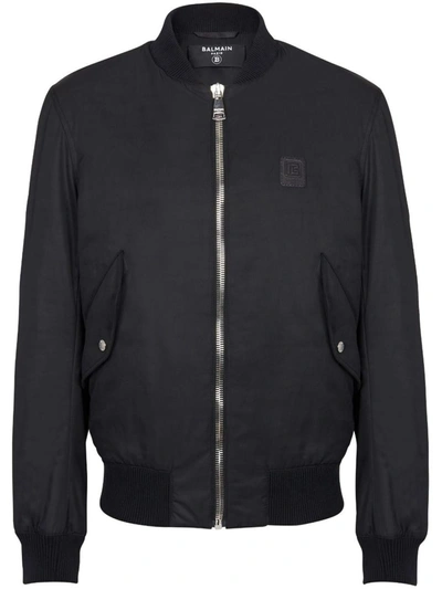 Balmain Logo-patch Bomber Jacket In Black