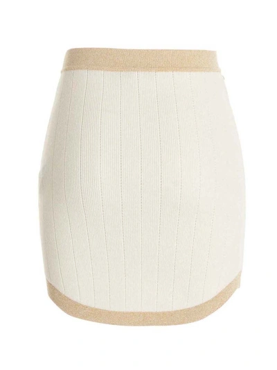 Shop Balmain Lurex Detailing Skirt In White