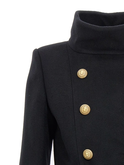 Shop Balmain Military Coat In Black