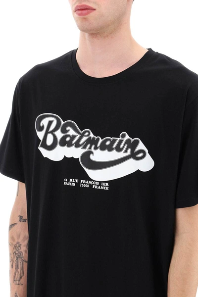 Shop Balmain T-shirt With ' 70's' Retro Print In Black