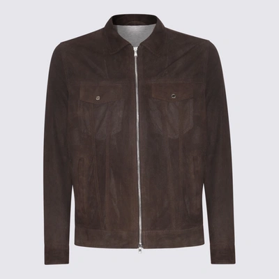 Shop Barba Brown Leather Jacket In Dark Brown