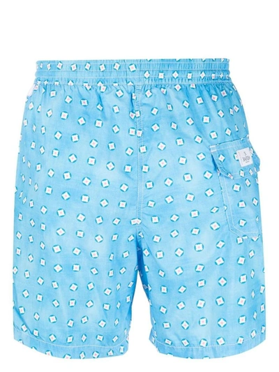 Shop Barba Sky Swim Shorts With Geometric Micro Pattern In Blue