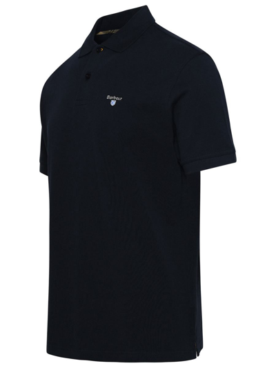 Shop Barbour Blue Cotton Polo Shirt In Navy