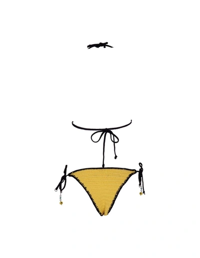 Shop Barrow And Black Crochet Logo Bikini In Yellow