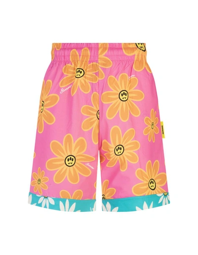 Shop Barrow Bermuda Shorts With Floral Print In Pink