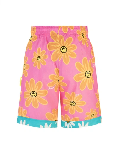 Shop Barrow Bermuda Shorts With Floral Print In Pink