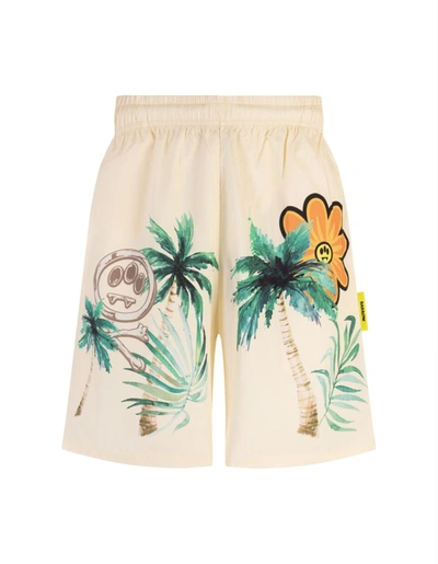 Shop Barrow Butter Bermuda Shorts With Palm And Flower Print In Var.unica