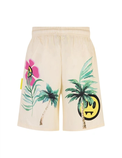 Shop Barrow Butter Bermuda Shorts With Palm And Flower Print In Var.unica