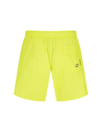 Shop Barrow Fluo Swim Shorts With Logo Patch In Yellow