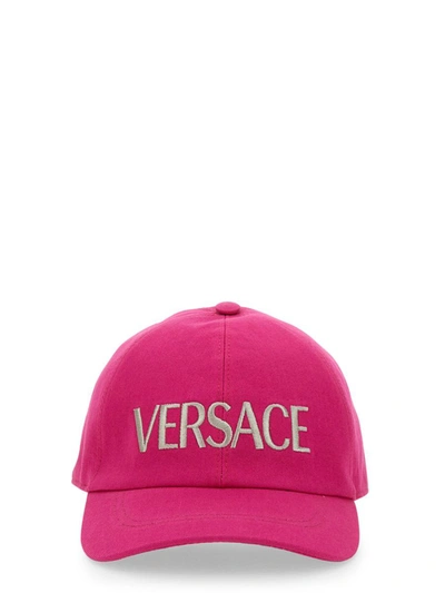 Shop Versace Baseball Cap In Purple
