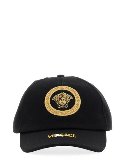 Shop Versace Baseball Cap In Black