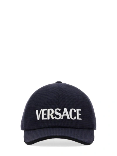 Shop Versace Baseball Cap In Blue