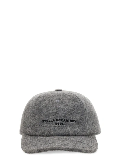 Shop Stella Mccartney Baseball Hat With Logo Embroidery In Grey