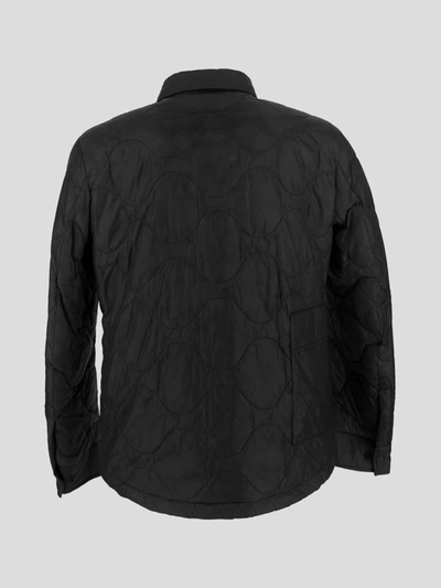 Shop Bdp Coats In <p>bpd Shirt In Black Nylon With Quilted Texture And Classic Collar
